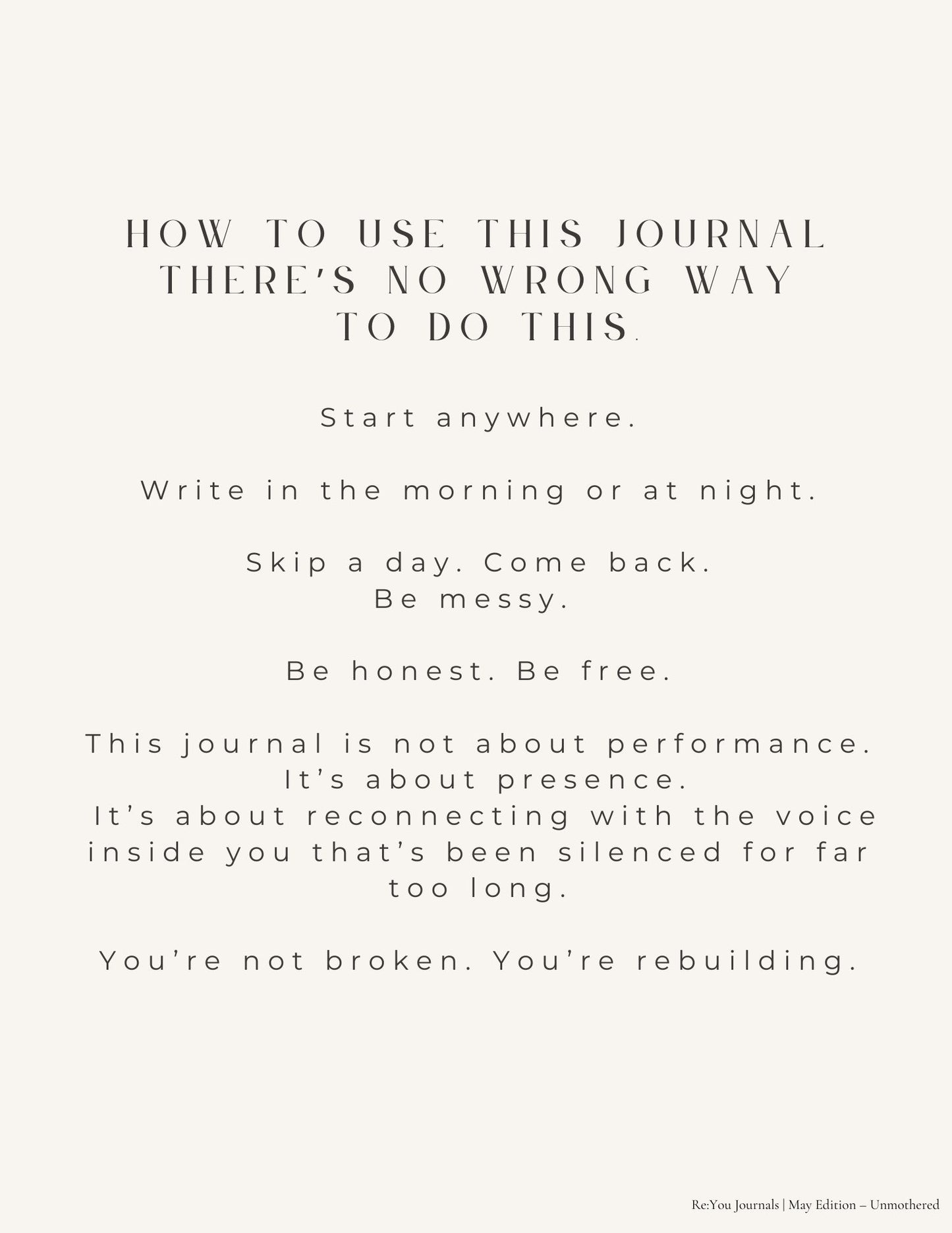 Unmothered guided healing journal — 30-day digital download for the woman who had to mother herself, reclaim softness, and heal unmet needs