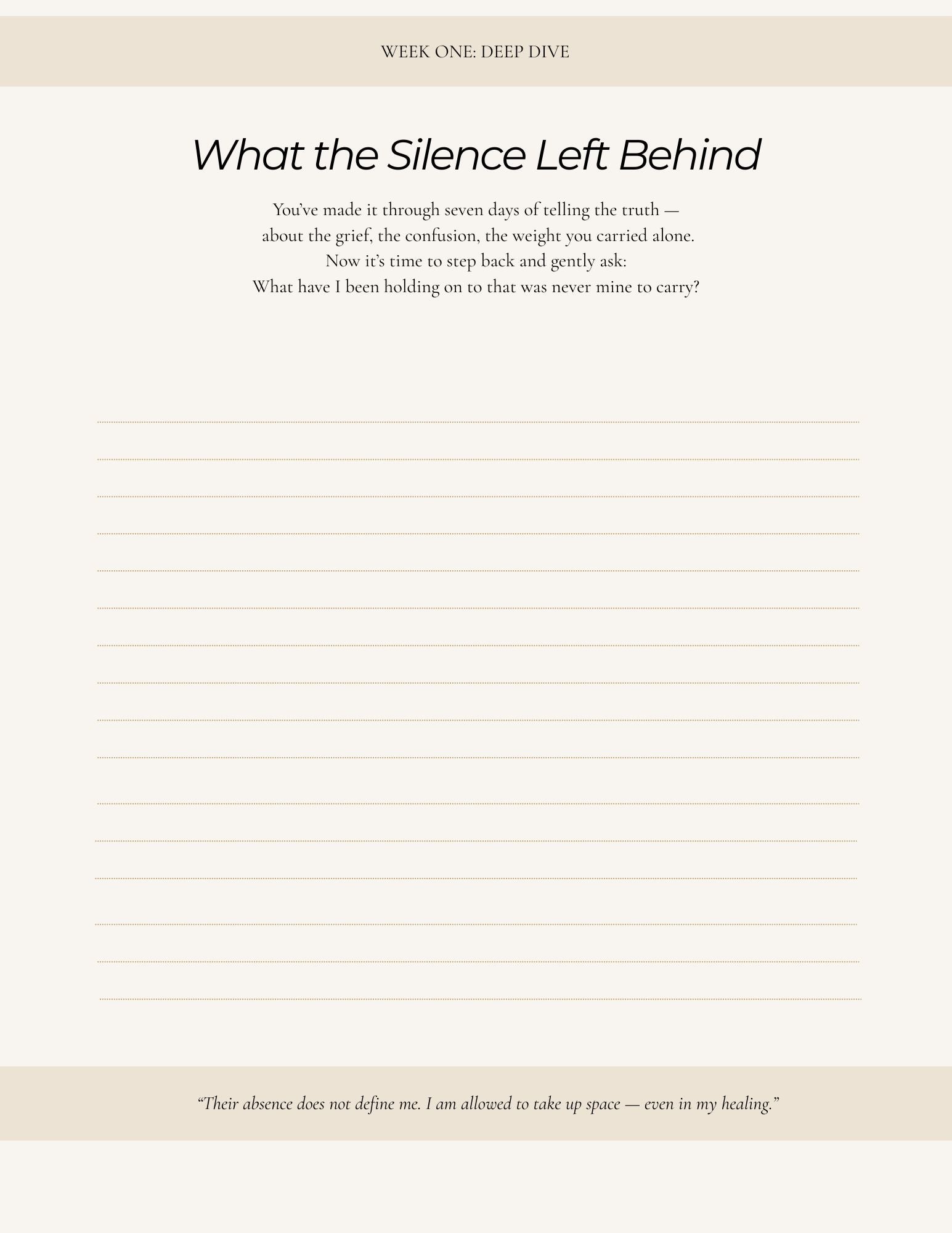 “Unfriended journal deep dive page to explore healing after being left behind in friendships”