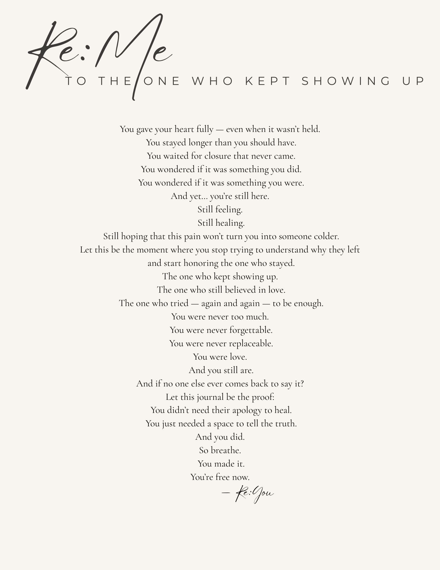 Emotional closing letter from the Unfriended journal